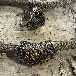 Vintage Michael Morrison MX two toned necklace and earrings